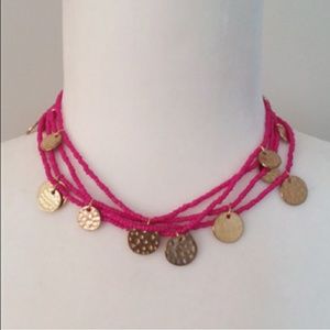 4/$20 Sugarfix Rose Bead & Gold Charms Necklace